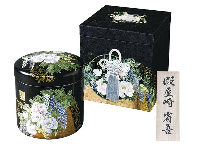 骨壷骨箱セット　花筺　奥の牡丹　５寸