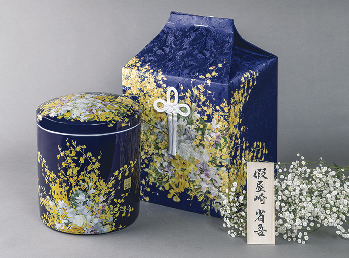 骨壷骨覆セット　花筺　群雀蘭　７寸　桐箱付